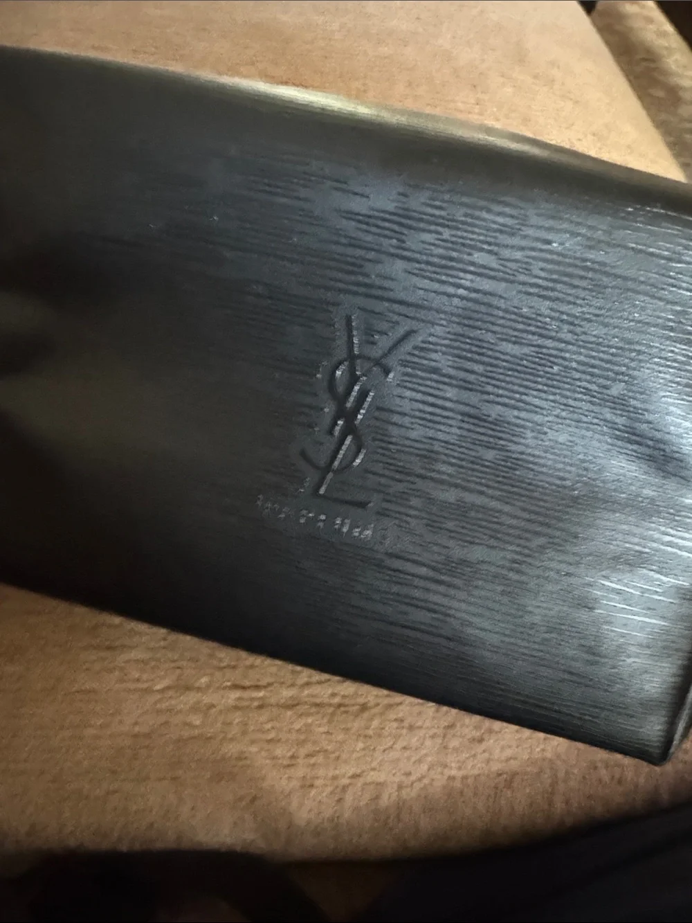 Black Embossed YSL Leather Clutch Wallet